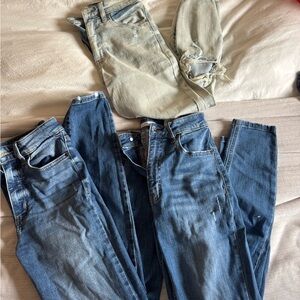 OOTDFash Women's Skinny Jeans in Blue and Light Blue